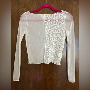 Macys white sheer lace long sleeve top